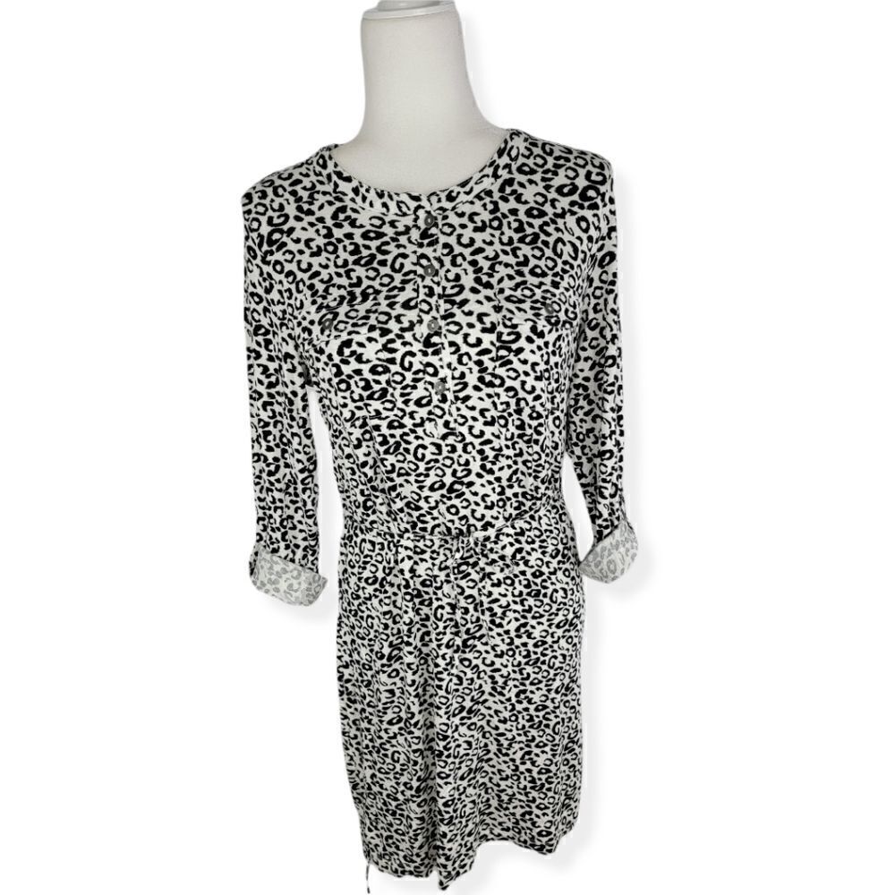 Simply Styled Black and White Cheetah Print Dress Small Petite NWT